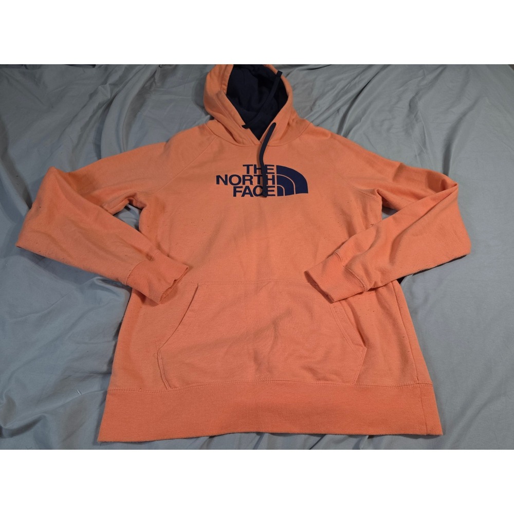 The North Face Womens Half Dome Hoodie Orange Peach Logo Sweatshirt L NF00CH2X